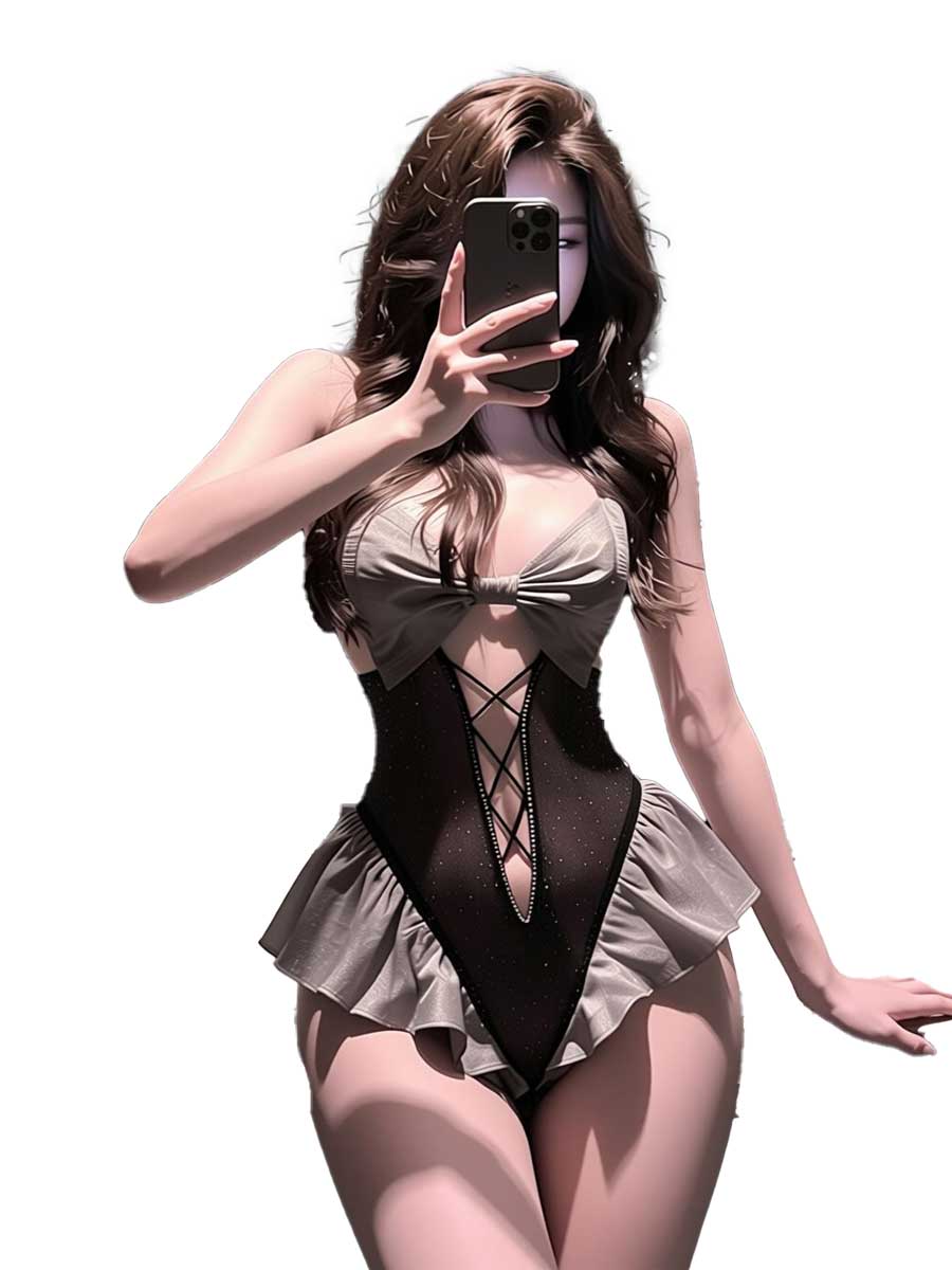 jimiko For Black Gray Ruffle M - Lace Teddy Lingerie ulasan dan harga