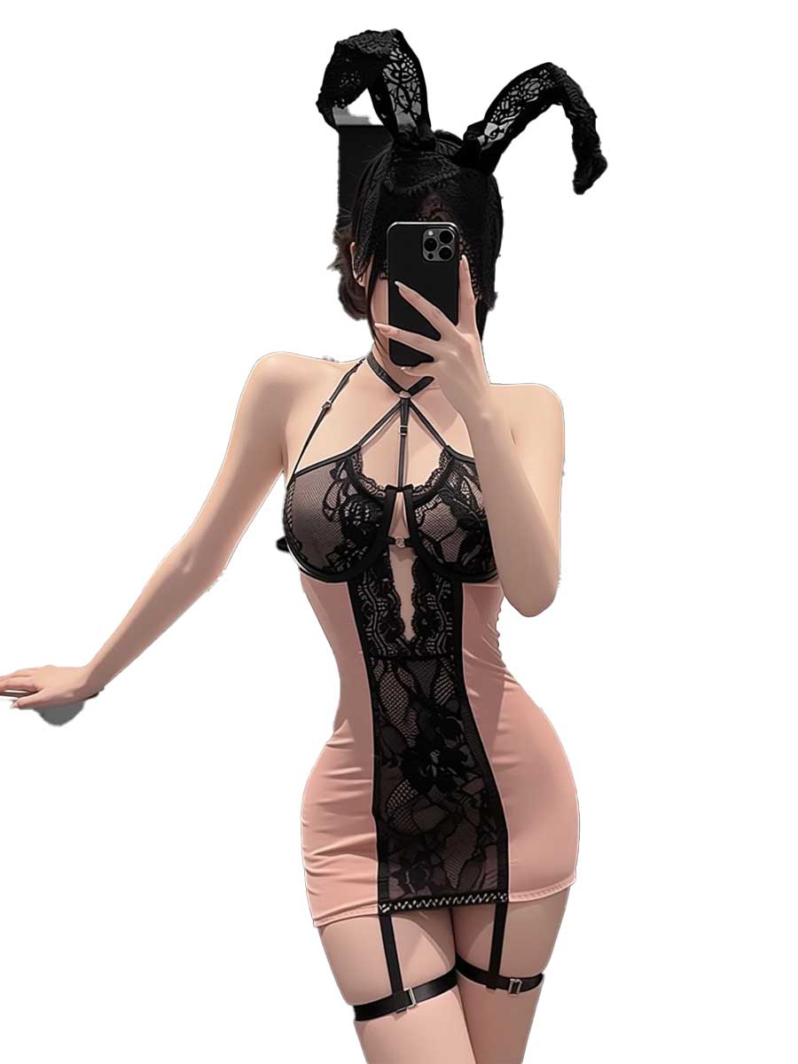 jimiko For Women's Pink Black  - Lace Teddy Lingerie ulasan dan harga