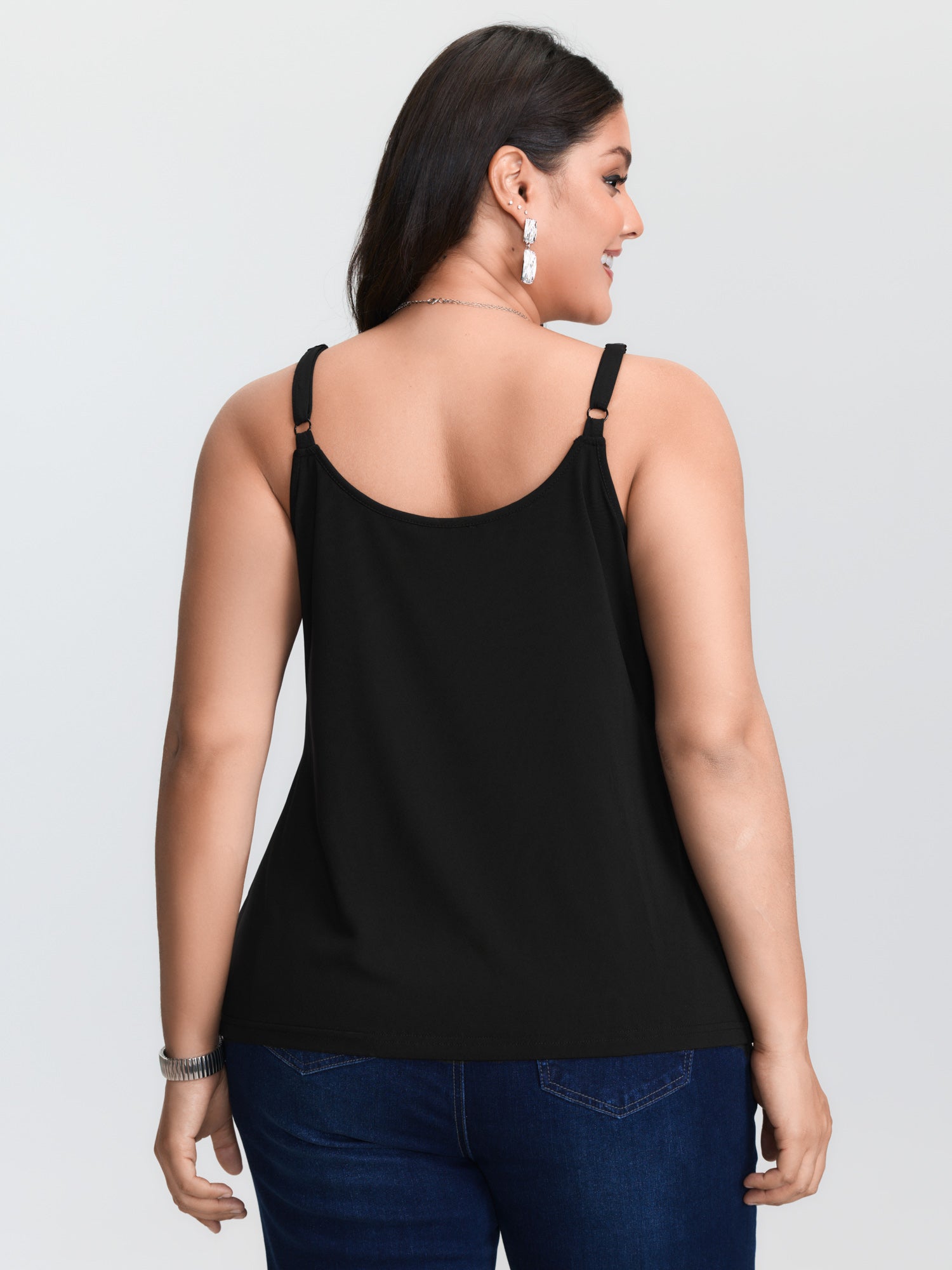 Plus‑size Black Knitted Camiso - Cami Top Lace ulasan dan harga