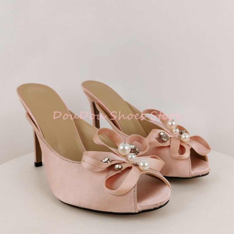Pink Satin Bow Pearl Rhineston - Slip Dress Satin ulasan dan harga